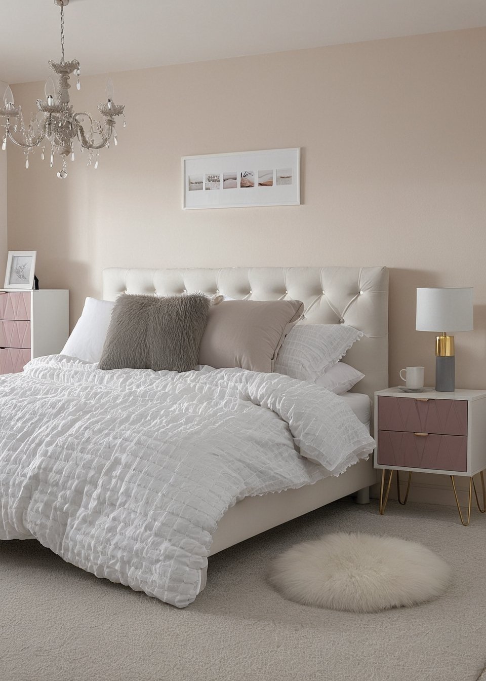 Komplet białej pościeli z bawełny - obrazek 2