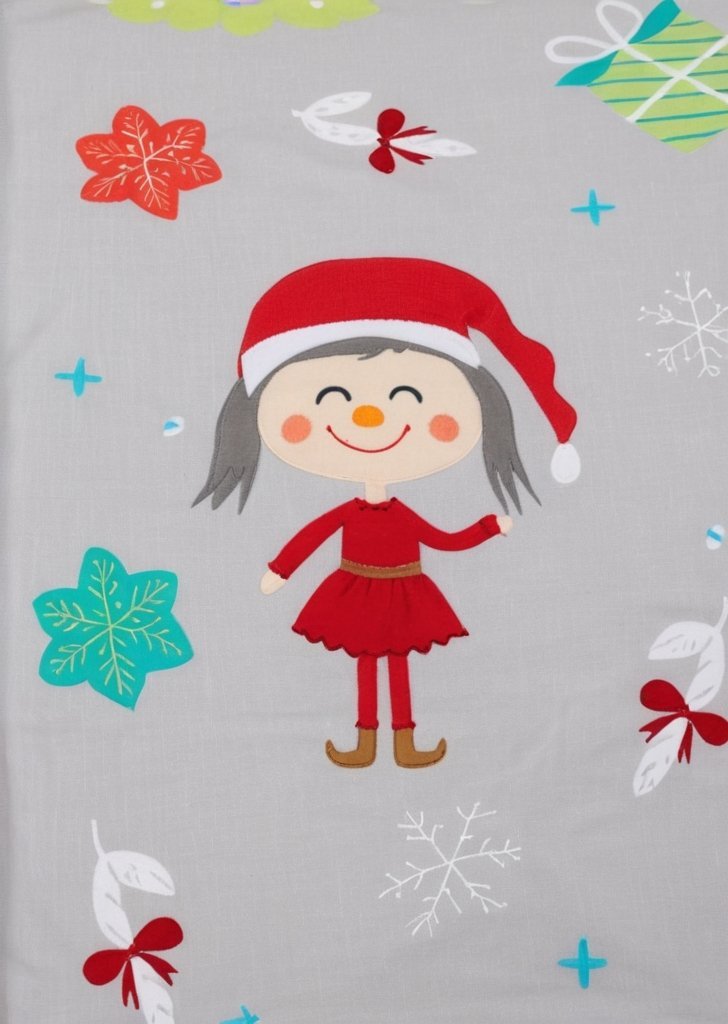 Szara poszwa na kołdrą Elf i Święty Mikołaj - obrazek 3