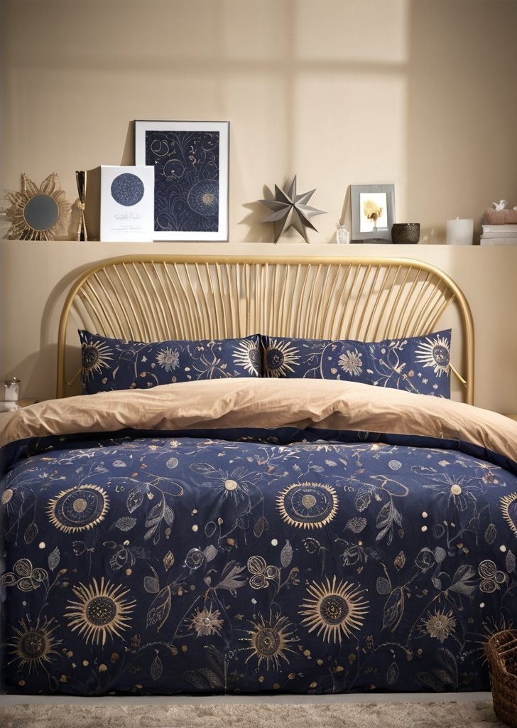 meble Zestaw poszewek na kołdrą Constellation Celestial złoty/granatowy - obrazek 2