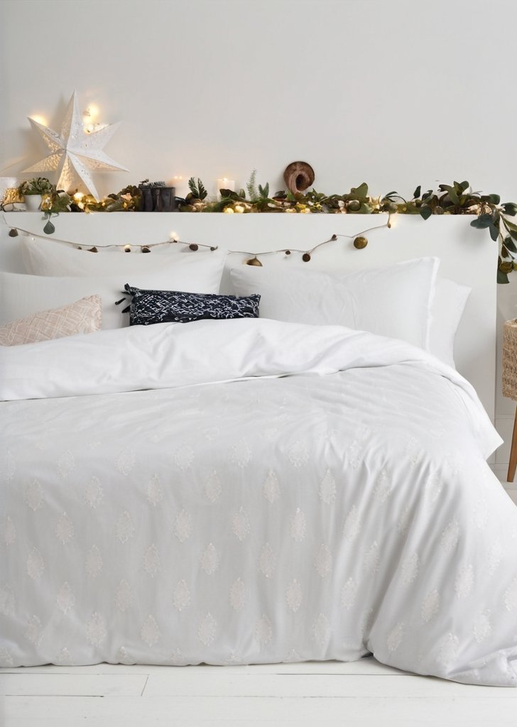 meble Zestaw poszewek na kołdrą z pikowanego drzewa, 100% bawełny, śnieg