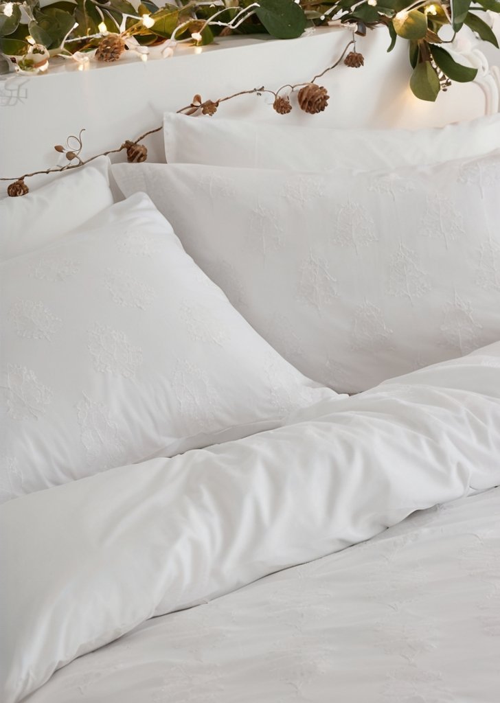 meble Zestaw poszewek na kołdrą z pikowanego drzewa, 100% bawełny, śnieg - obrazek 3