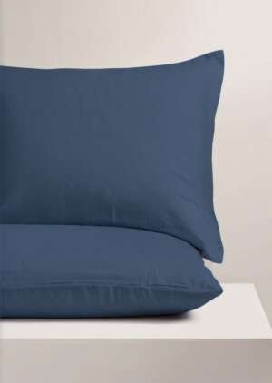 2 pary granatowych, bawełnianych poszewek na poduszki gospodyni domowej