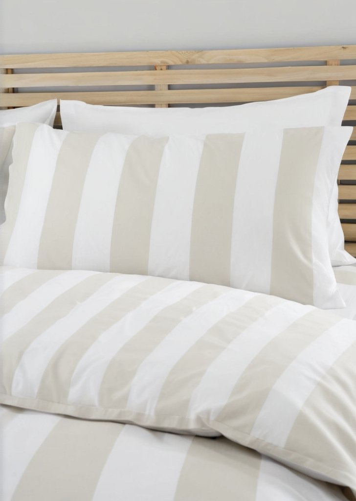 Zestaw dwustronnych poszewek na kołdrą Cove w paski, naturalny - obrazek 3