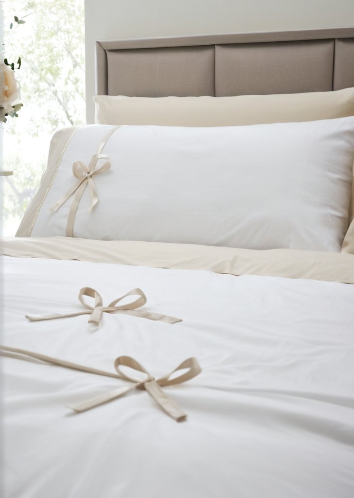 Komplet poszewek na kołdrą z kokardką, naturalny - obrazek 2