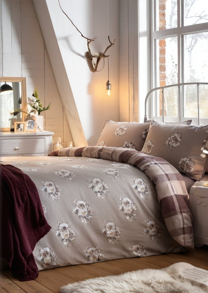 Szary zestaw poszewek na kołdrą Lodge Colville Check ze szczotkowanej bawełny - obrazek 3