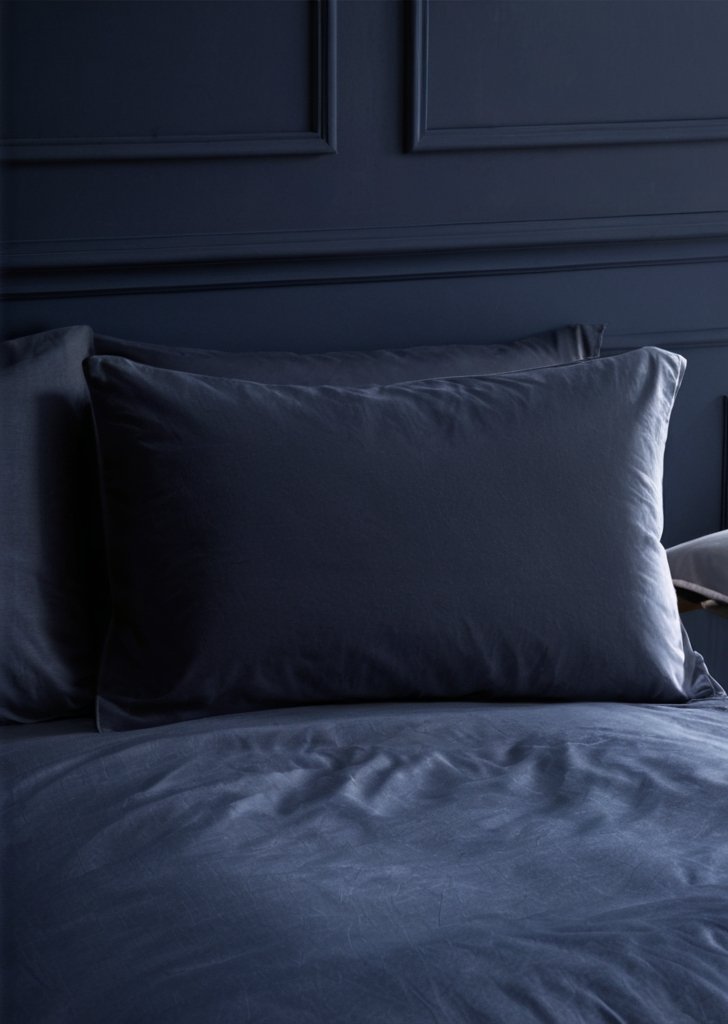 Zestaw poszewek na kołdrą king-size Kingsley z miąkkiego matowego aksamitu w kolorze granatowym - obrazek 3