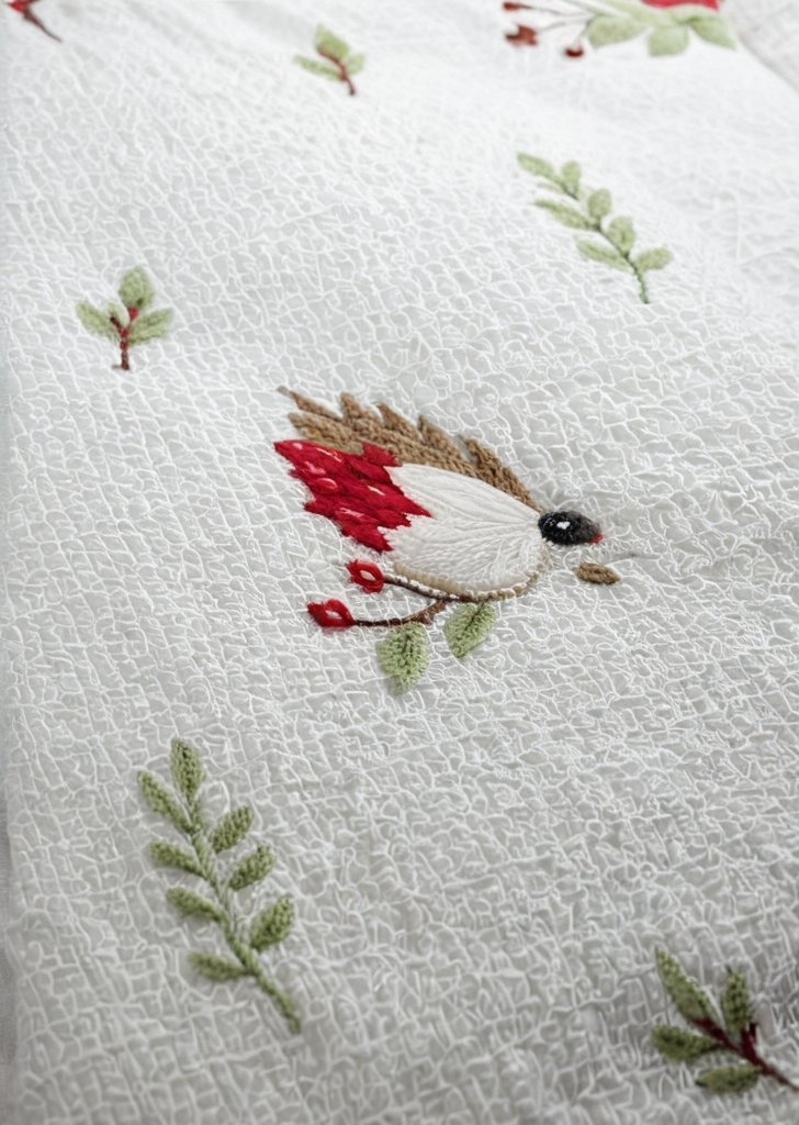 Lodge Winter Robin świąteczny niebieski pluszowy zestaw poszewek na kołdrą - obrazek 3