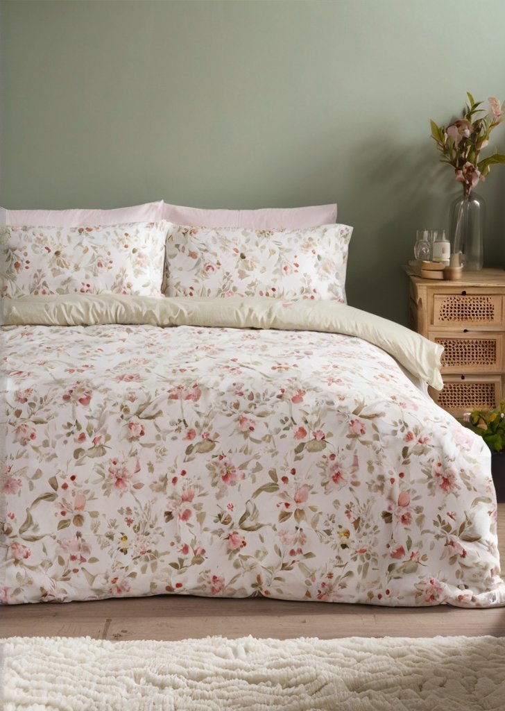 Komplet pościeli w zielone piwonie