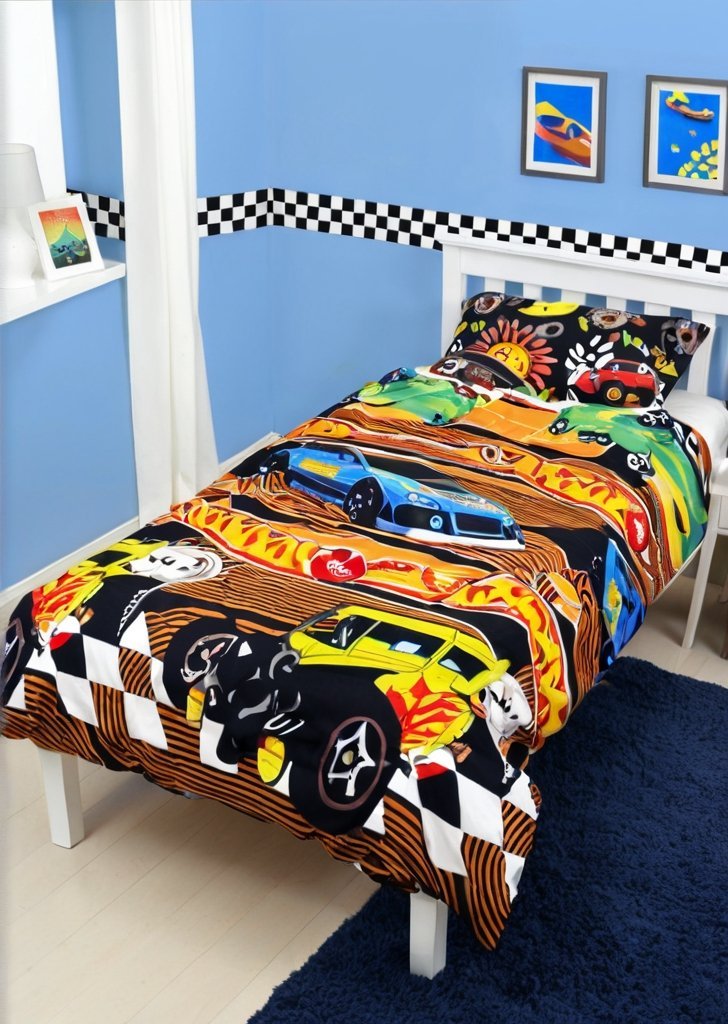 Zestaw dwustronnych poszewek na kołdrą Hot Wheels Racer