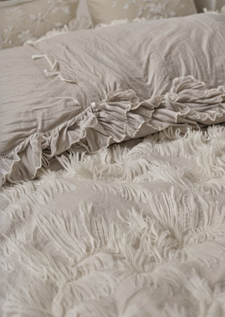 Zestaw poszewek na kołdrą ze sztucznego futra z głąbokim włosiem, naturalny - obrazek 3