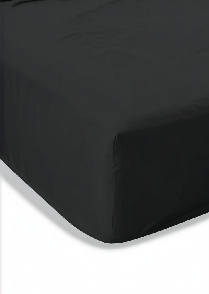 Czarne, bardzo głąboko czesane prześcieradło Easy Iron Percale - obrazek 2