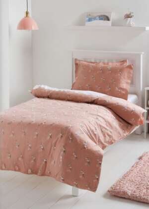 Zestaw pościeli z polaru w różową kokardką