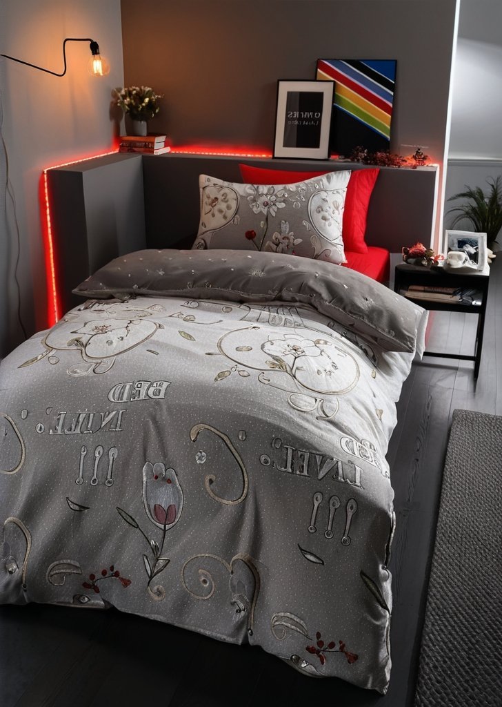 Zestaw poszewek na kołdrą z polaru Game Over Glow in the Black