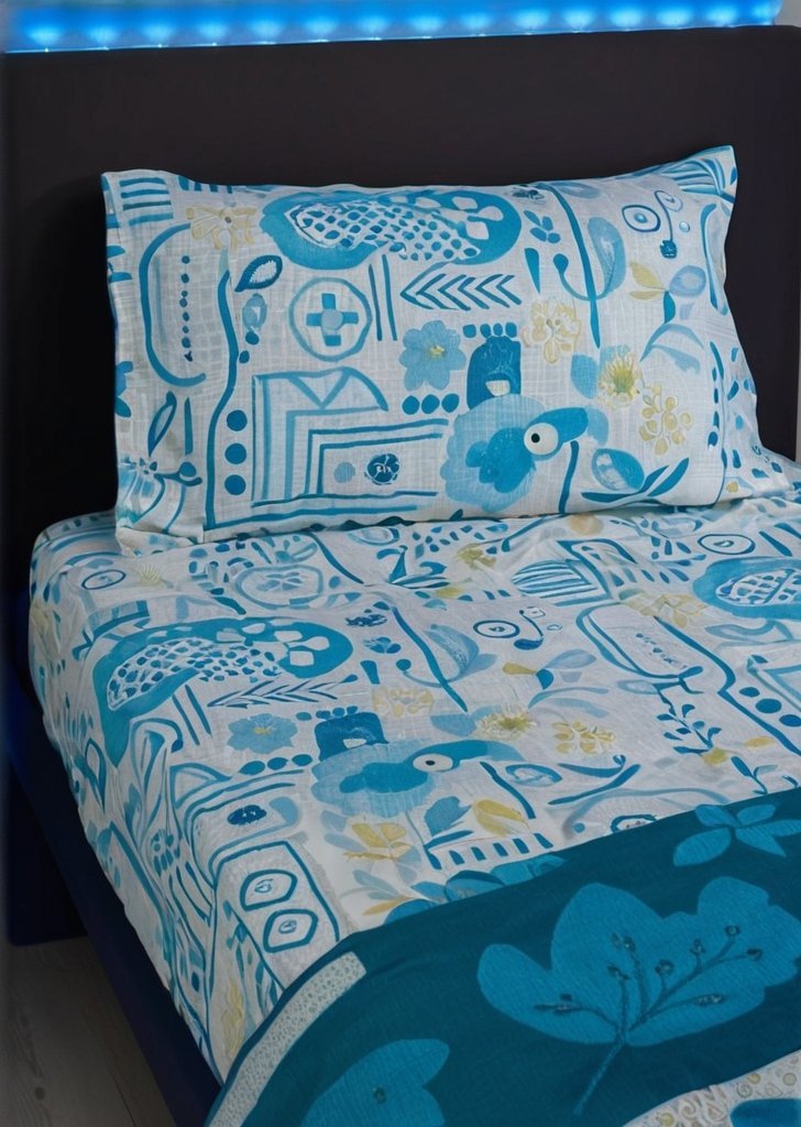 Prześcieradło dla dzieci dla graczy w kolorze szarym i niebieskim