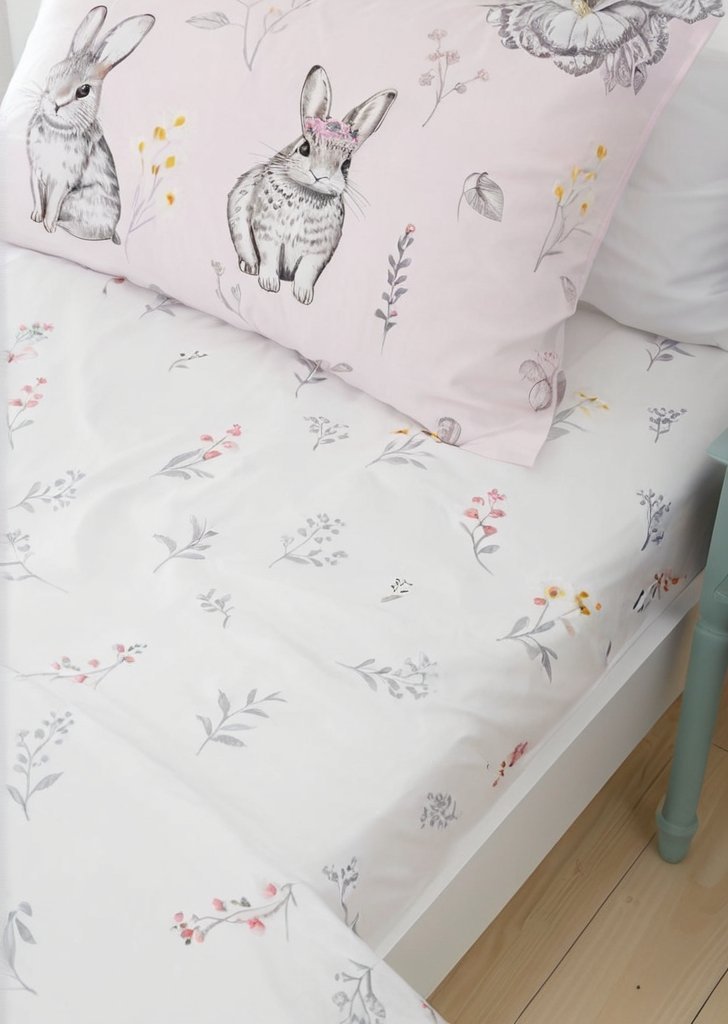 Prześcieradło biała Bunny Tails w drobne kwiaty