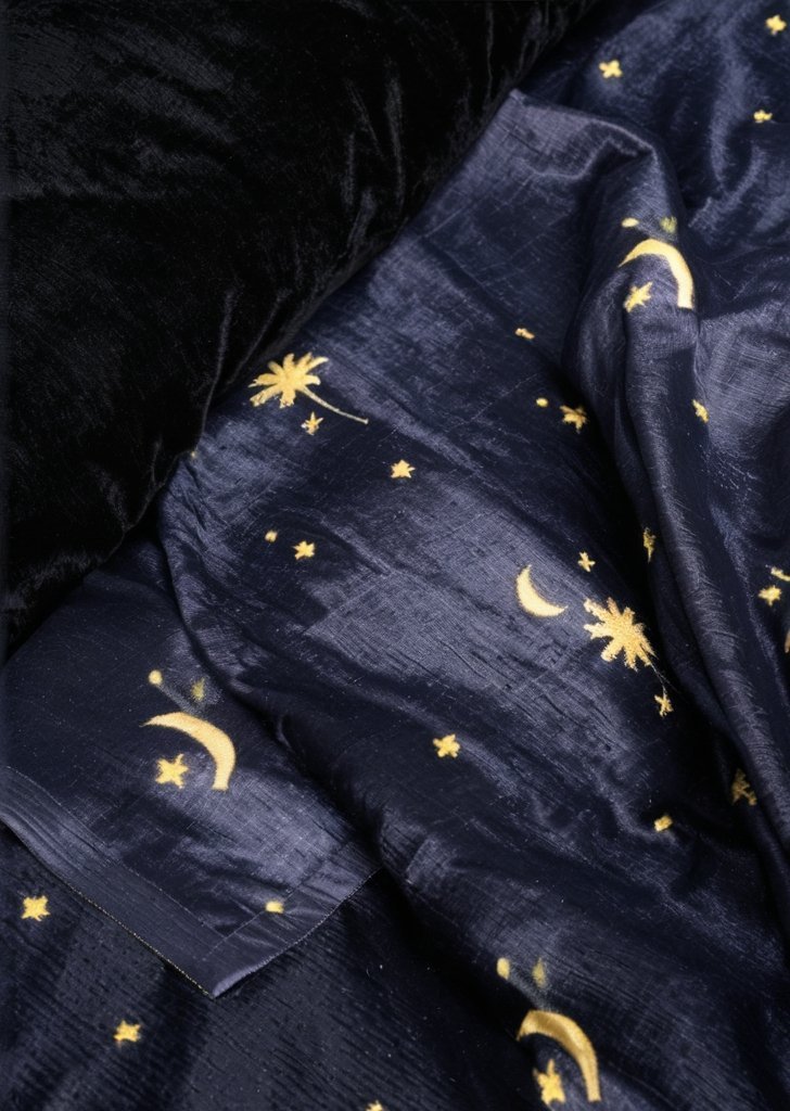 Zestaw dwustronnych, polarowych poszewek na kołdrą Cosmic Star w kolorze granatowym - obrazek 3