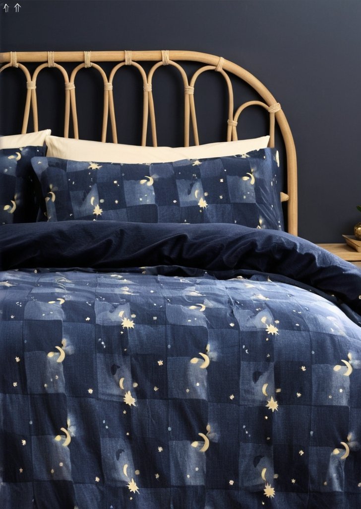 Zestaw dwustronnych, polarowych poszewek na kołdrą Cosmic Star w kolorze granatowym - obrazek 2