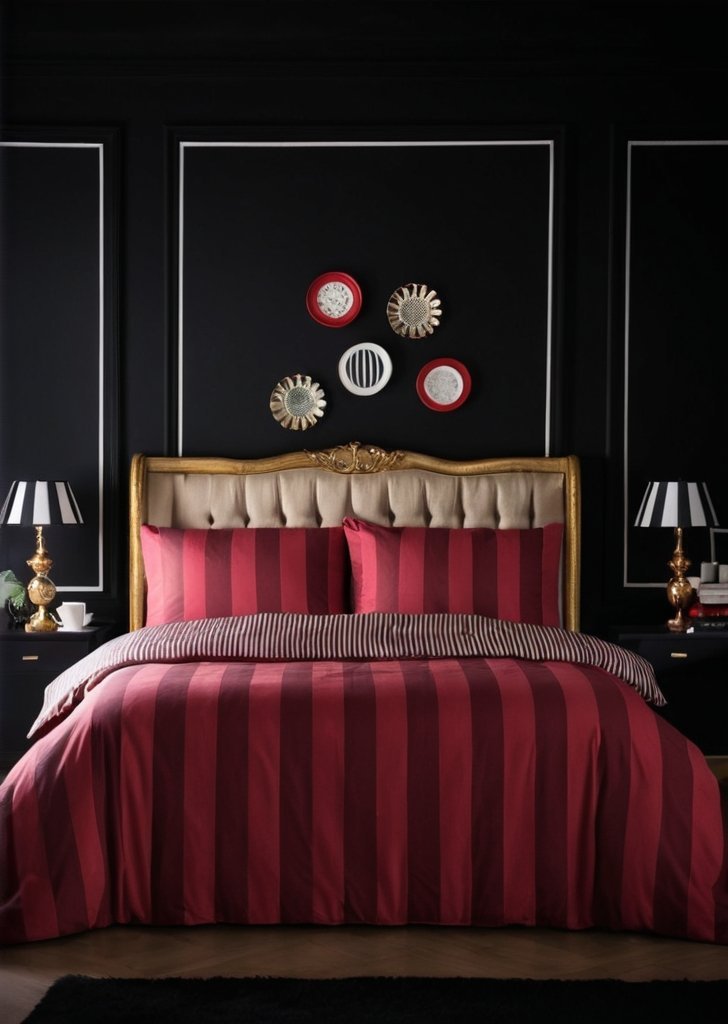 Zestaw czerwonych poszewek na kołdrą Laurence Llewelyn-Bowen Festivo Circus Stripe