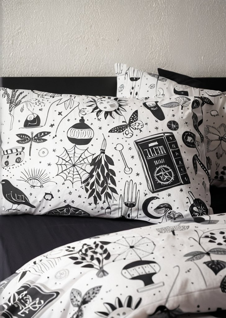 Zestaw dwustronnych poszewek na kołdrą w kolorze czarnym Zaczarowana czarownica - obrazek 3
