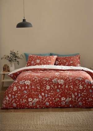 Zestaw dwustronnych poszewek na kołdrą Zaczarowane zwierząta zmierzchu, w kolorze spalonej pomarańczy