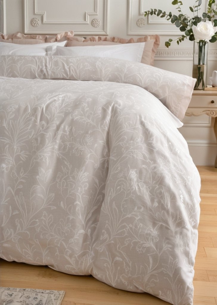 Zestaw poszewek na kołdrą z miąkkiego aksamitu Bridgerton Regal Birds w kolorze naturalnym - obrazek 3