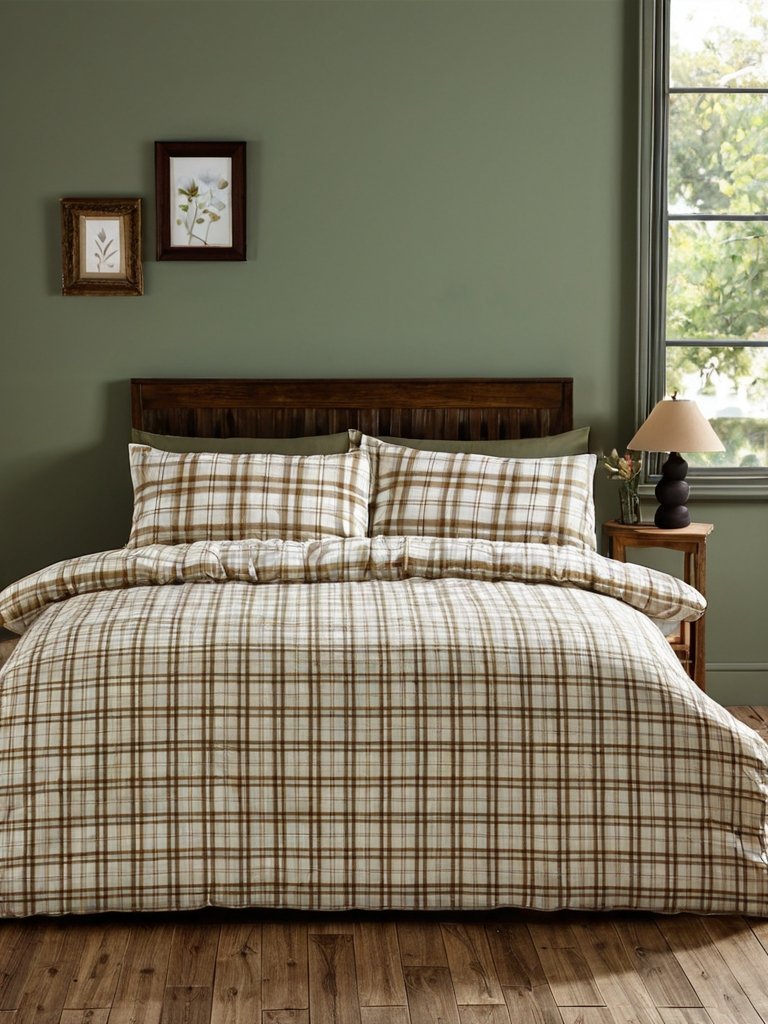 Zestaw dwustronnych poszewek na kołdrą w kratą Kelso w kolorze spalonej pomarańczy - obrazek 2