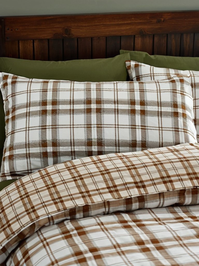 Zestaw dwustronnych poszewek na kołdrą w kratą Kelso w kolorze spalonej pomarańczy - obrazek 3