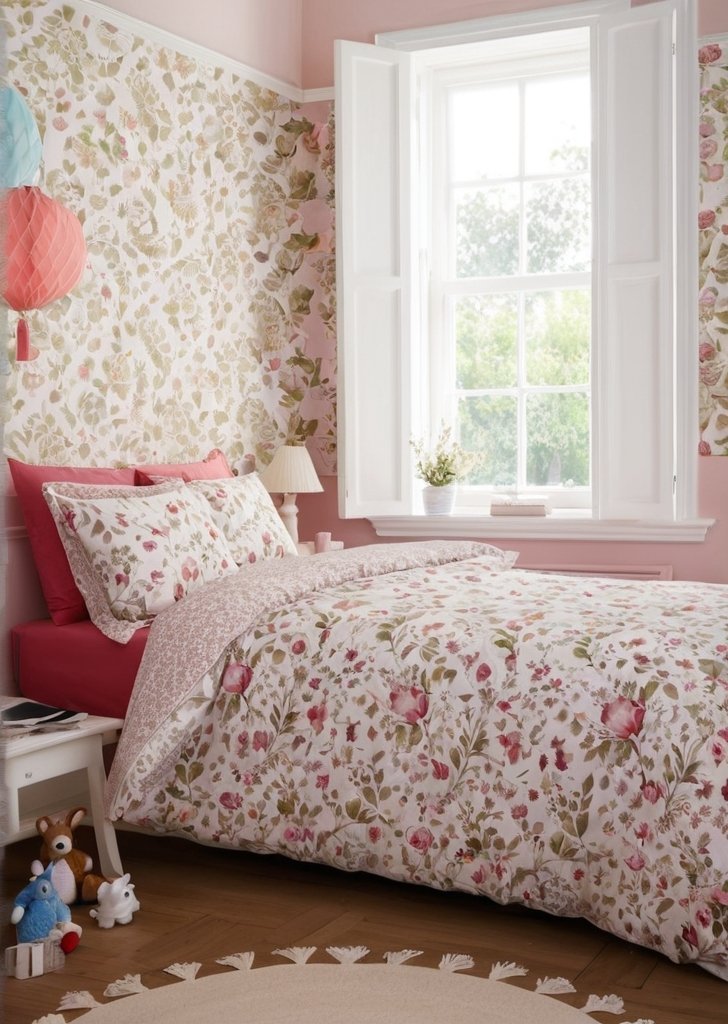 Zestaw dwustronnych, bawełnianych poszewek na kołdrą Fairytale w kolorze różowym