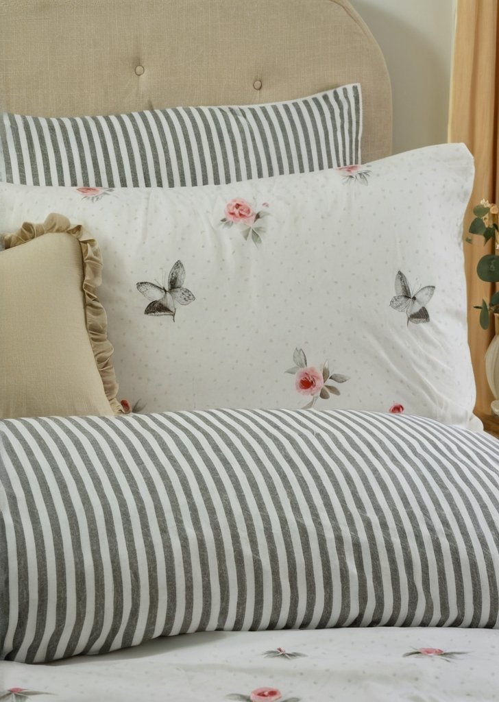 Zestaw pościeli Nature Robin's Return ze szczotkowanej bawełny w kolorze kremowo-sosnowym - obrazek 2