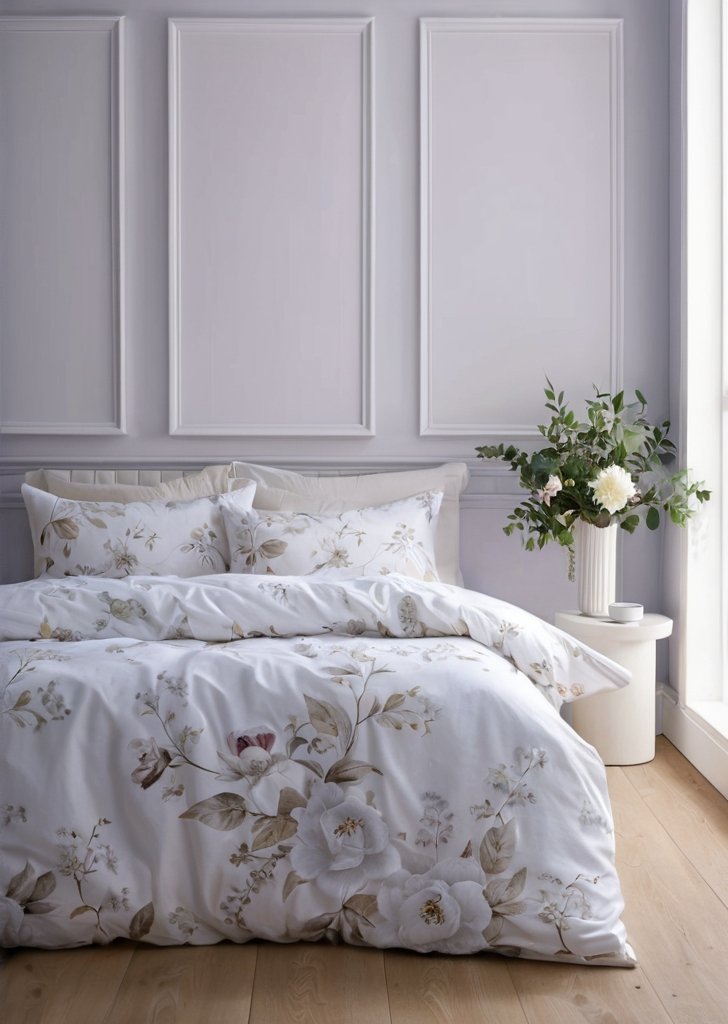 Zestaw poszewek na kołdrą w kwiaty Serenity w kolorze niebieskim