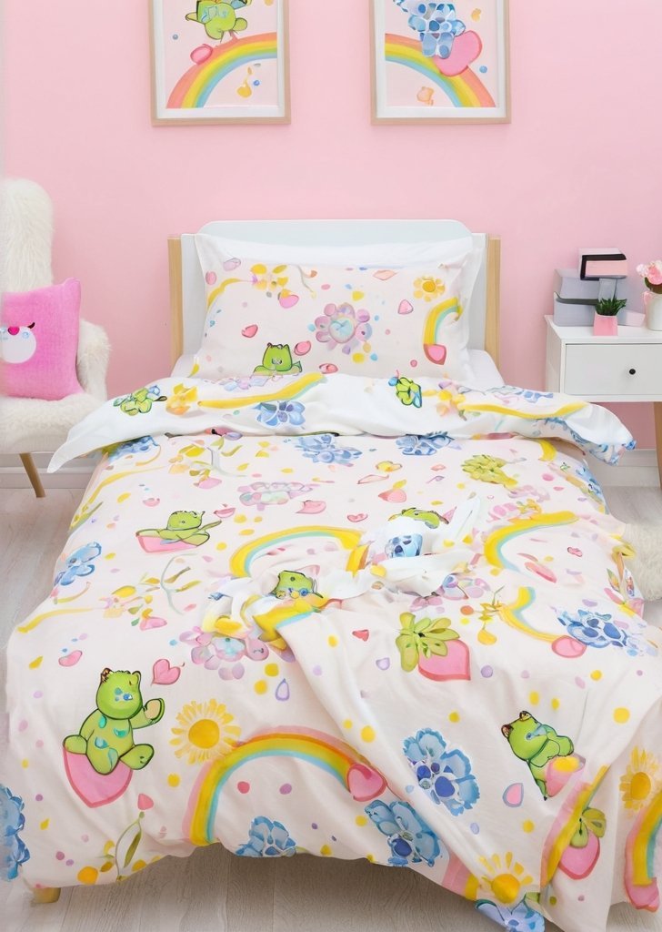 Wielokolorowa poszwa na kołdrą Care Bears Sunshine